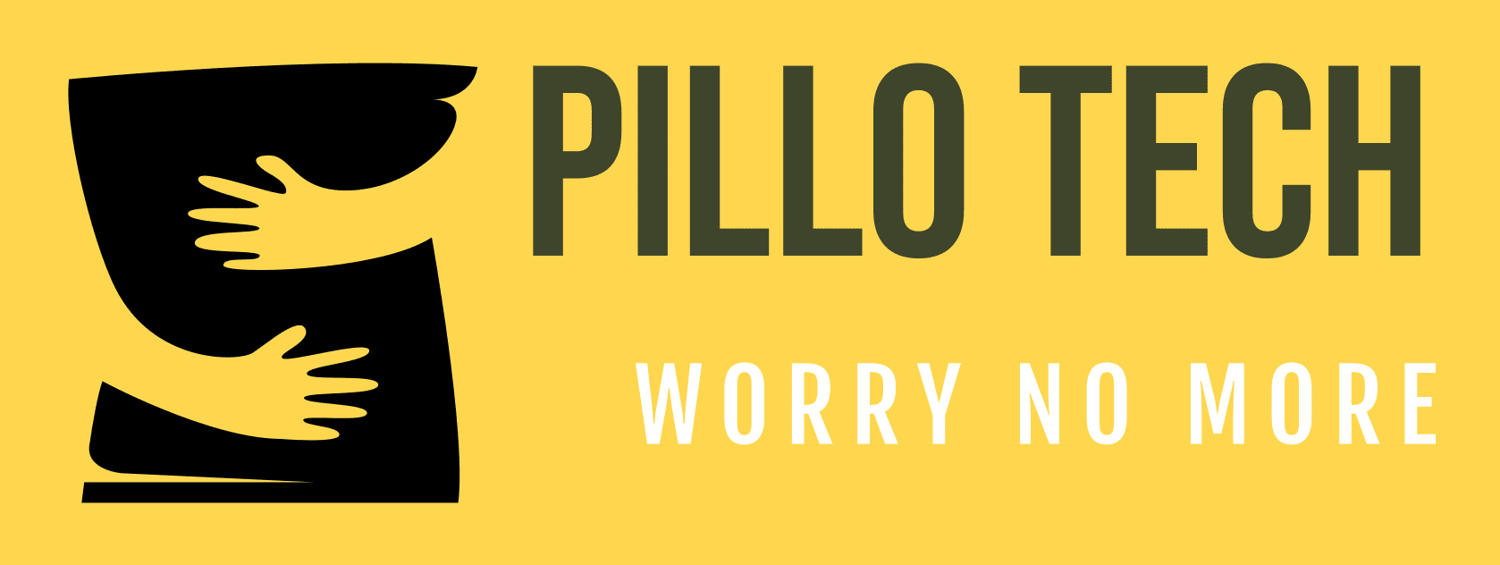 A yellow banner with the words " worry pillo " written in black.